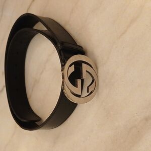 Men's/ Womens Black Authentic Gucci Leather Belt with Silver Buckle